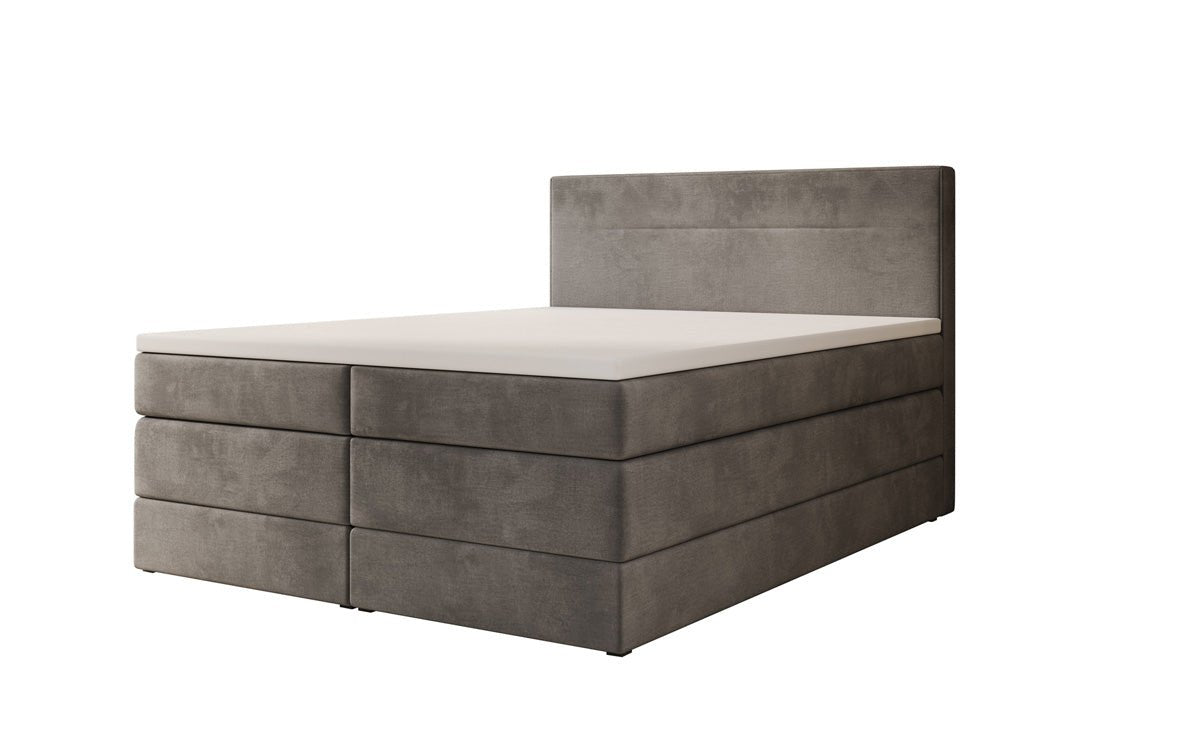 Box spring bed Lavero with storage in velvet