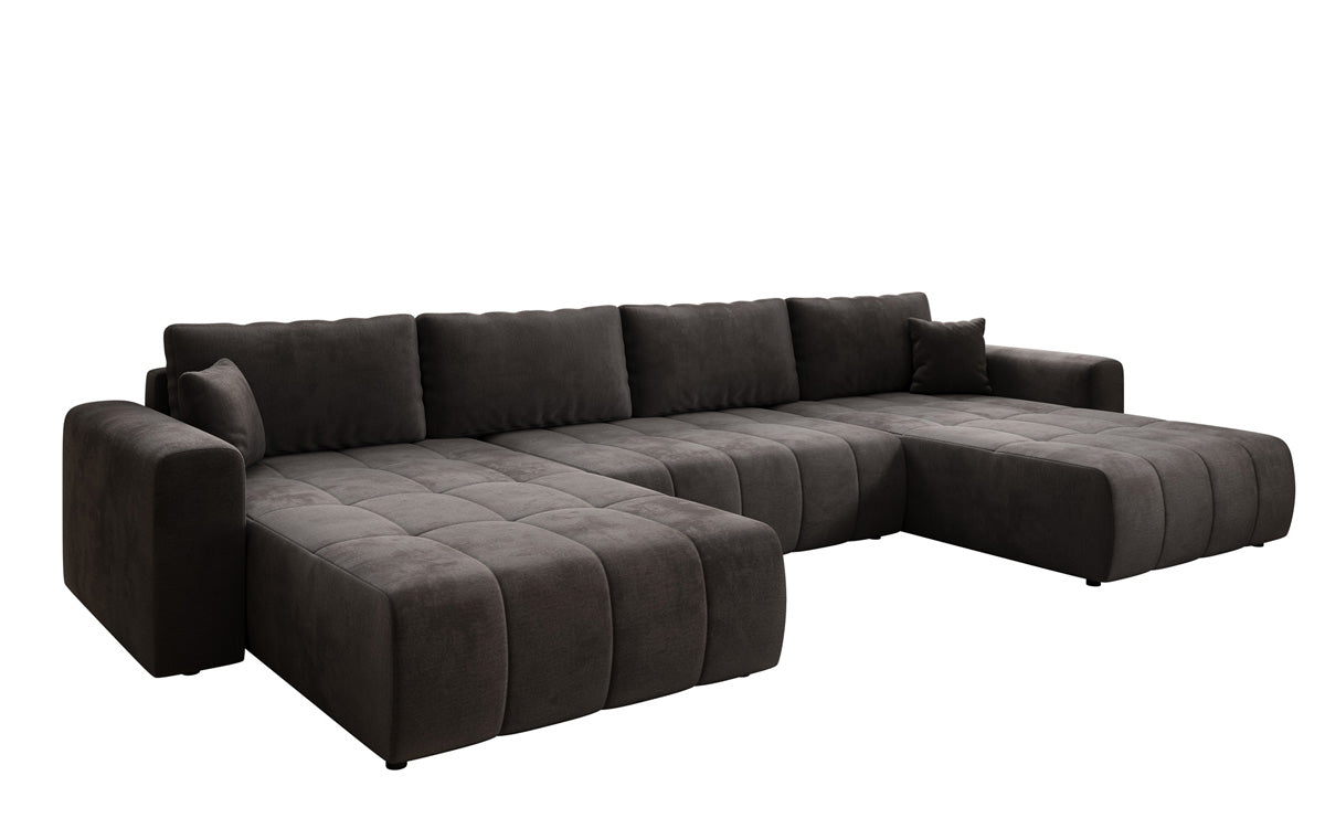 Designer Sofa Leveno U mat Schloof- a Klappfunktioun a Samt