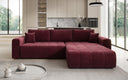 Canapé d’angle design Leveno avec fonction couchage et rabattable en Velours