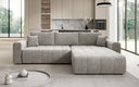 Canapé d’angle design Leveno avec fonction couchage et rabattable en Velours