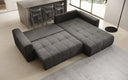 Canapé d’angle design Leveno avec fonction couchage et rabattable en Velours