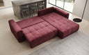 Canapé d’angle design Leveno avec fonction couchage et rabattable en Velours