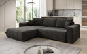 Canapé d’angle design Leveno avec fonction couchage et rabattable en Velours