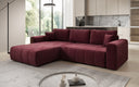 Canapé d’angle design Leveno avec fonction couchage et rabattable en Velours
