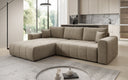 Canapé d’angle design Leveno avec fonction couchage et rabattable en Velours