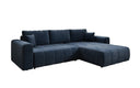 Canapé d’angle design Leveno avec fonction couchage et rabattable en Velours