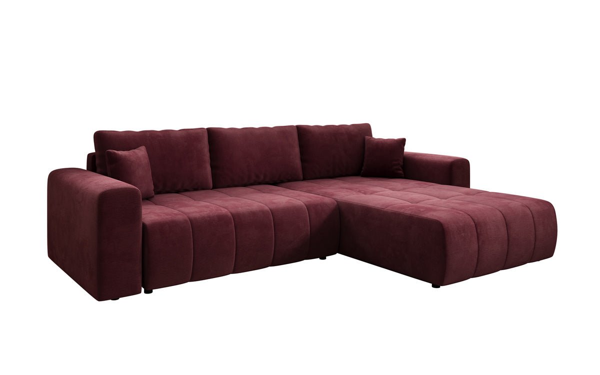 Designer Sofa Leveno L mat Schloof- a Klappfunktioun a Samt