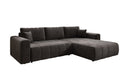 Canapé d’angle design Leveno avec fonction couchage et rabattable en Velours