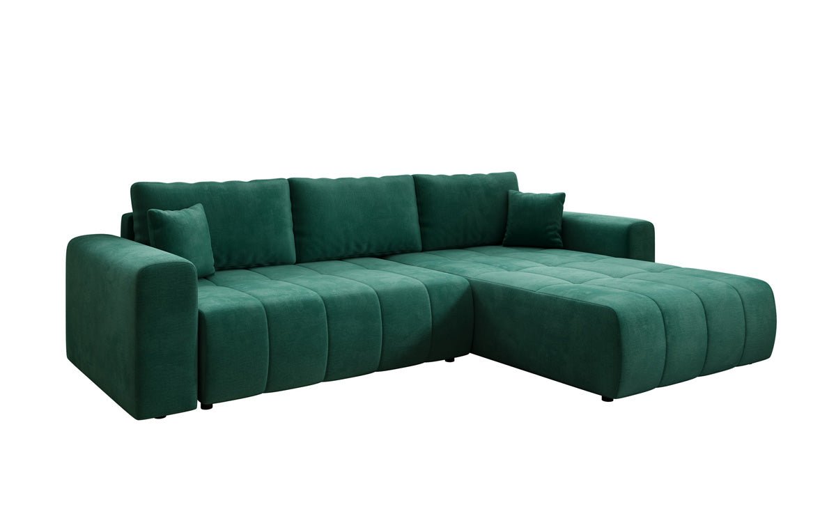 Designer Sofa Leveno L mat Schloof- a Klappfunktioun a Samt