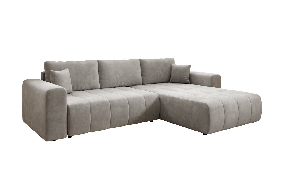 Designer Sofa Leveno L mat Schloof- a Klappfunktioun a Samt