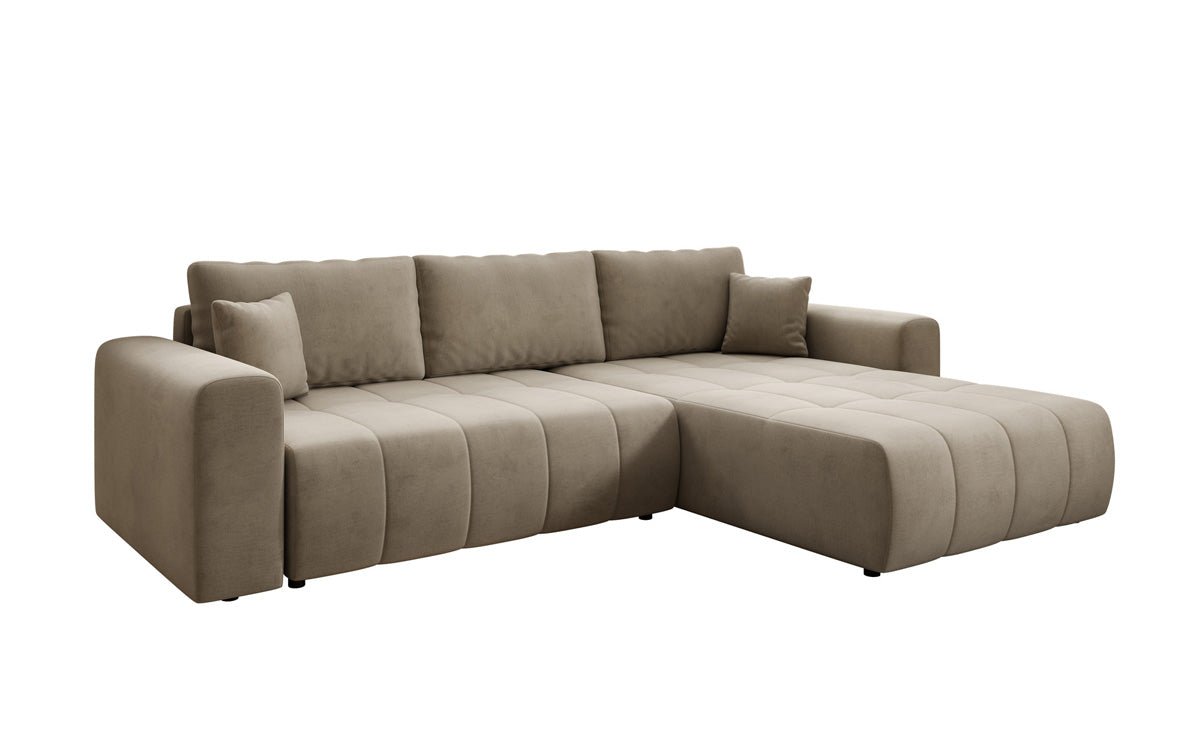 Designer Sofa Leveno L mat Schloof- a Klappfunktioun a Samt