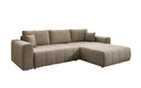 Canapé d’angle design Leveno avec fonction couchage et rabattable en Velours