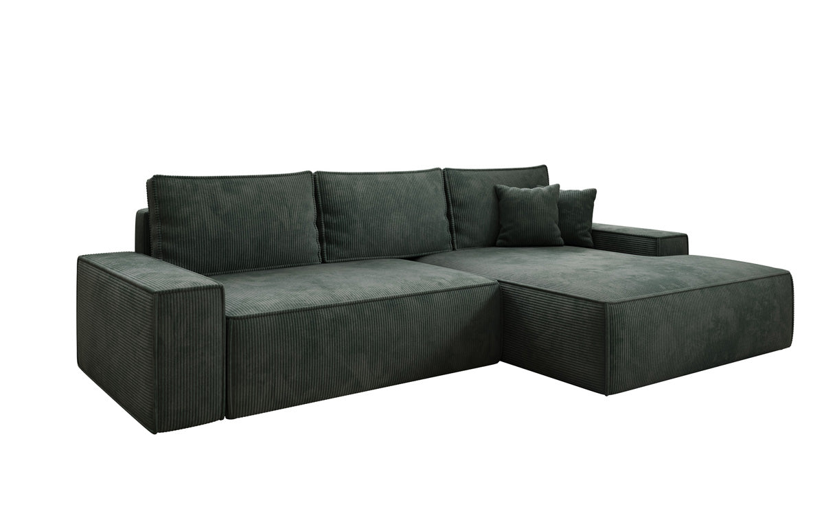 Designer-Sofa Verona mat breeder Ottomane mat Schlof- a Klappfunktioun a Cord