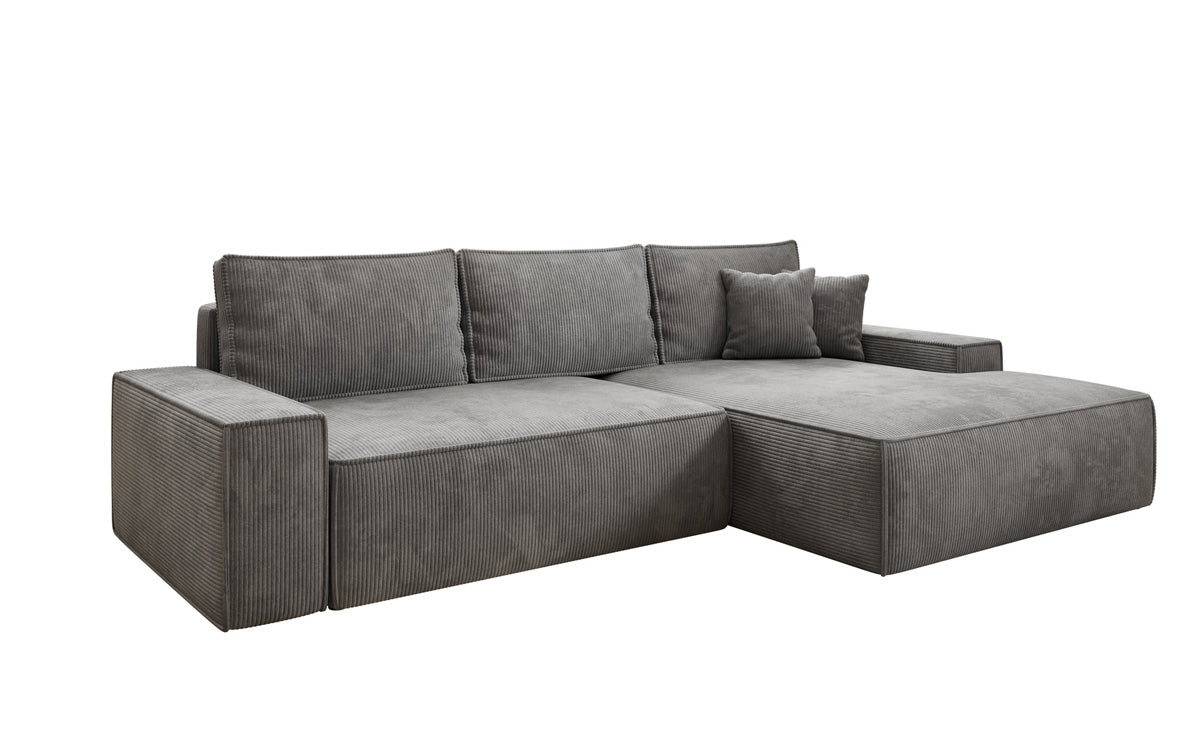 Designer-Sofa Verona mat breeder Ottomane mat Schlof- a Klappfunktioun a Cord