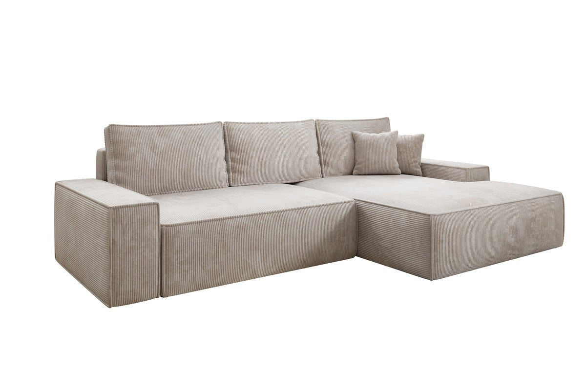 Designer-Sofa Verona mat breeder Ottomane mat Schlof- a Klappfunktioun a Cord