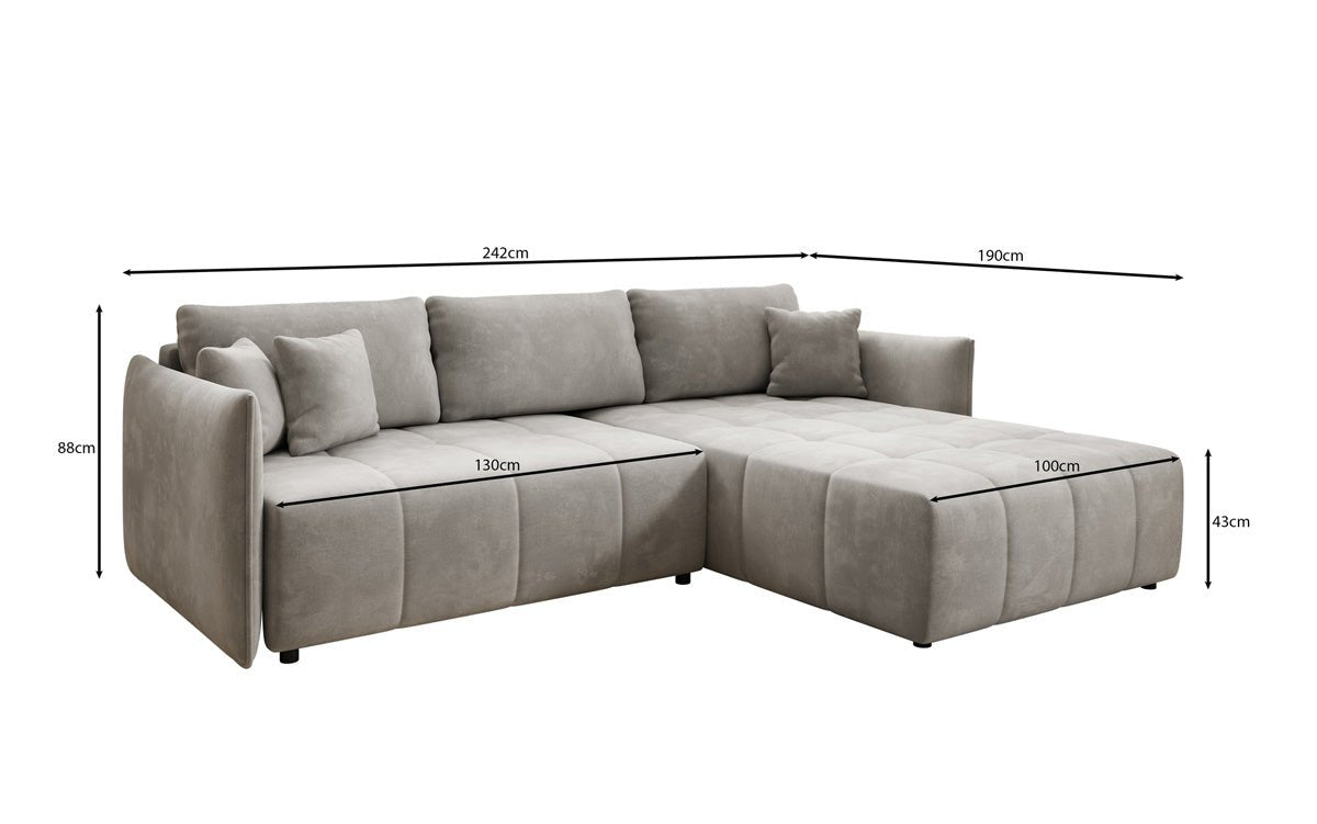 Designer Sofa Velaro L mat Schloof- an Zouschloffunktioun a Samt