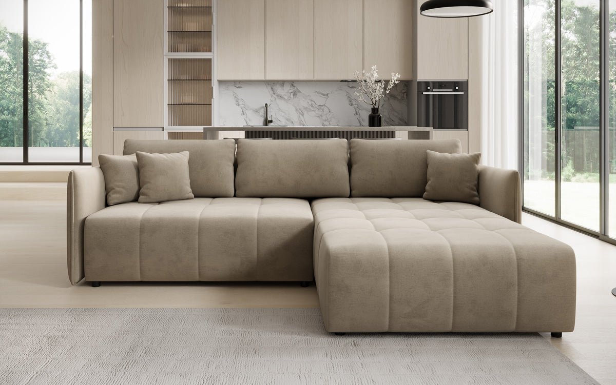 Designer Sofa Velaro L mat Schloof- an Zouschloffunktioun a Samt