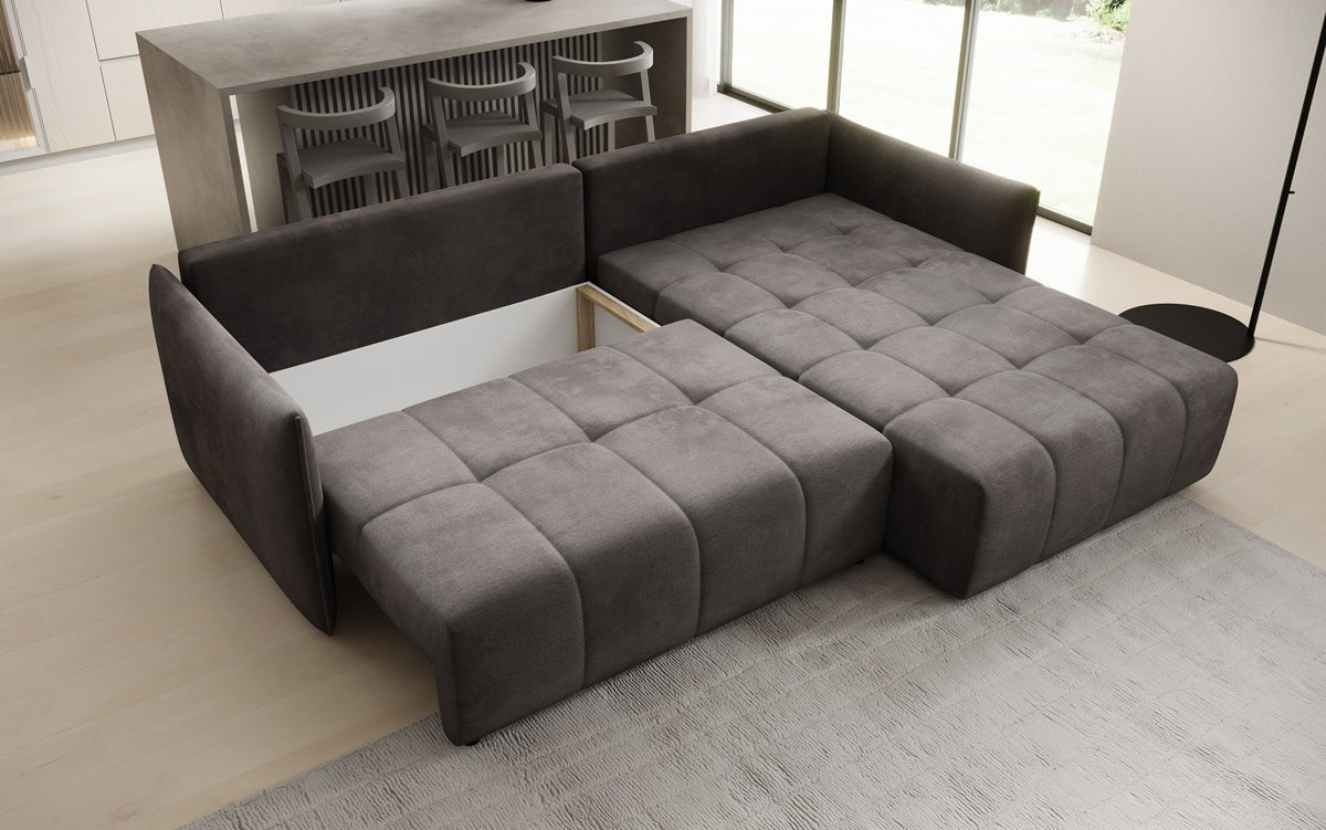Designer Sofa Velaro L mat Schloof- an Zouschloffunktioun a Samt