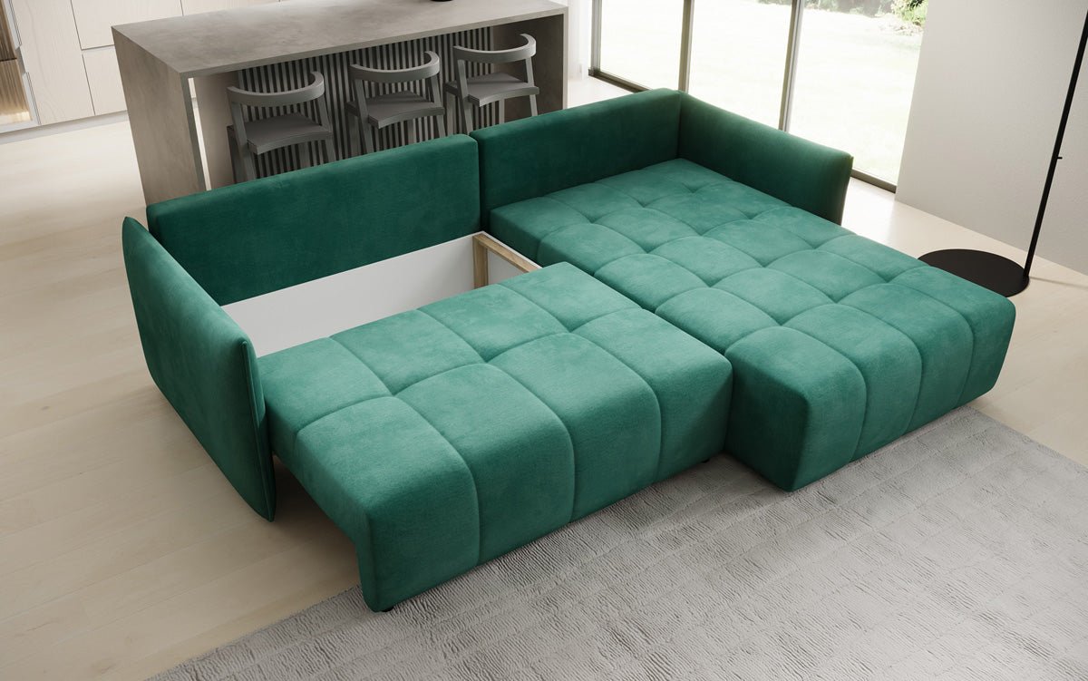 Designer Sofa Velaro L mat Schloof- an Zouschloffunktioun a Samt