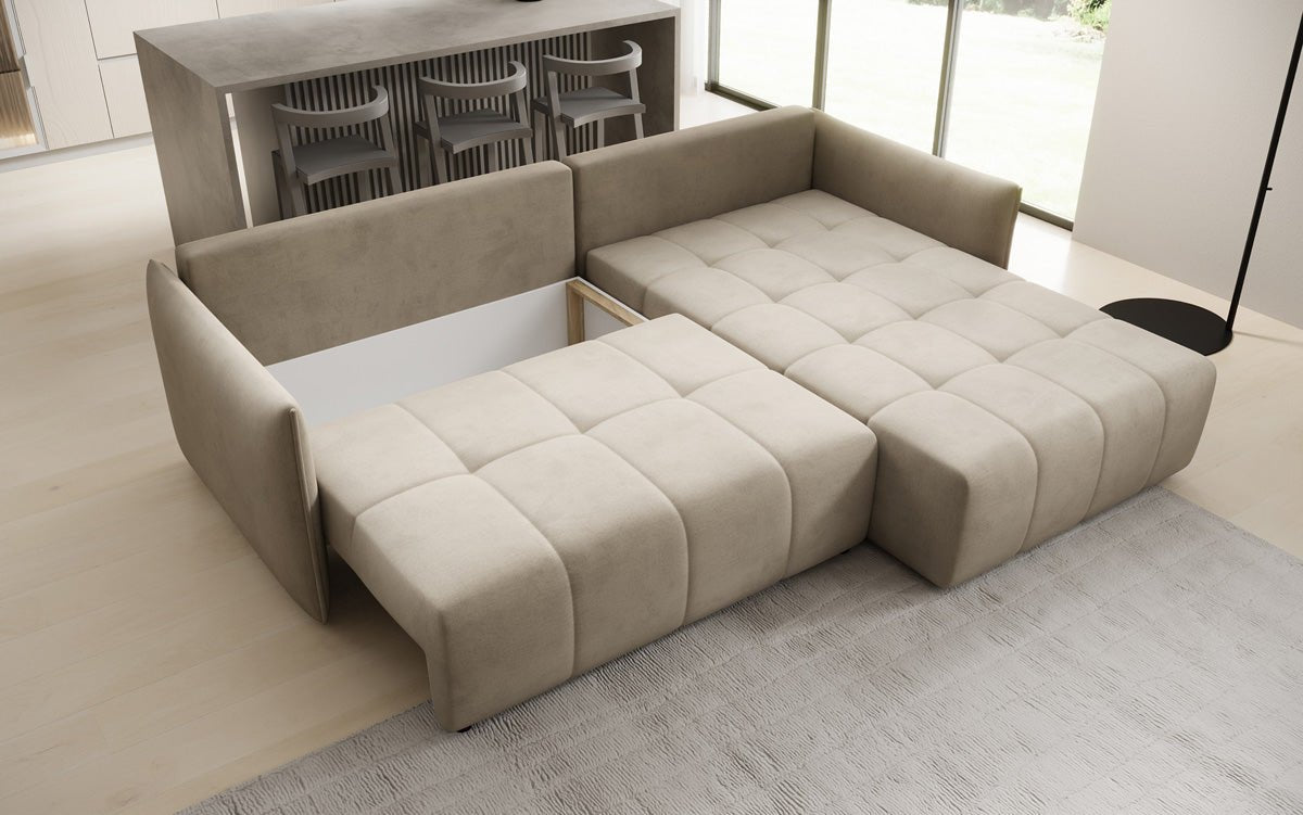 Designer Sofa Velaro L mat Schloof- an Zouschloffunktioun a Samt