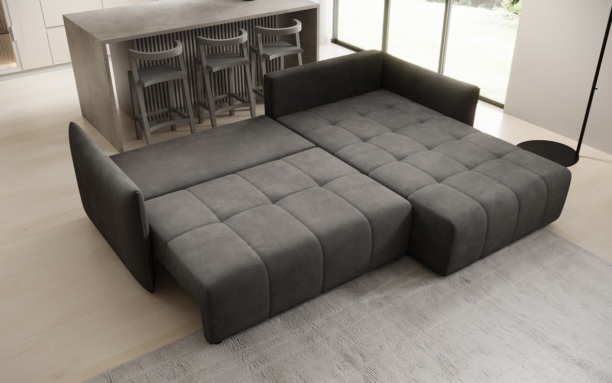Designer Sofa Velaro L mat Schloof- an Zouschloffunktioun a Samt