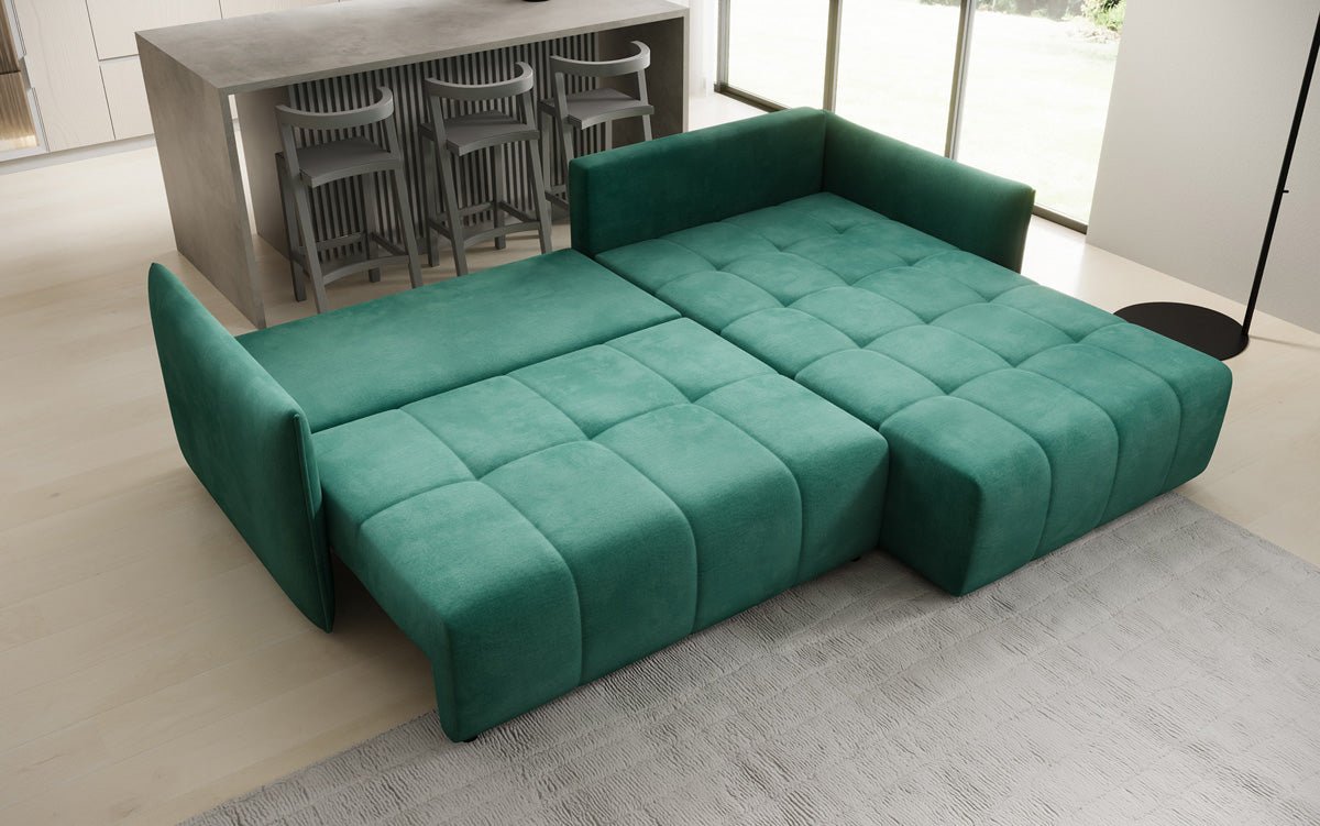Designer Sofa Velaro L mat Schloof- an Zouschloffunktioun a Samt