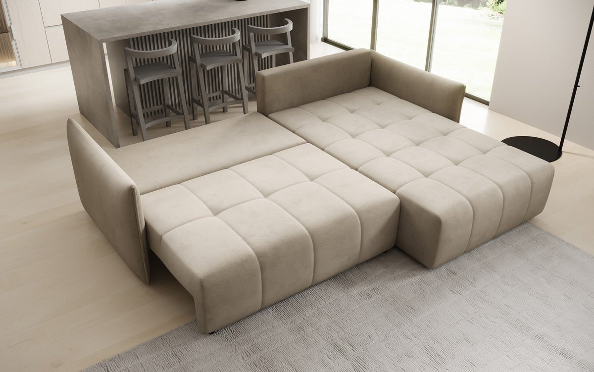 Designer Sofa Velaro L mat Schloof- an Zouschloffunktioun a Samt