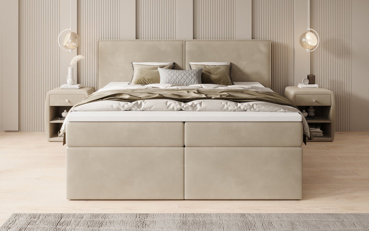 Boxspringbett Ophelia mat Schiefecher a Samt