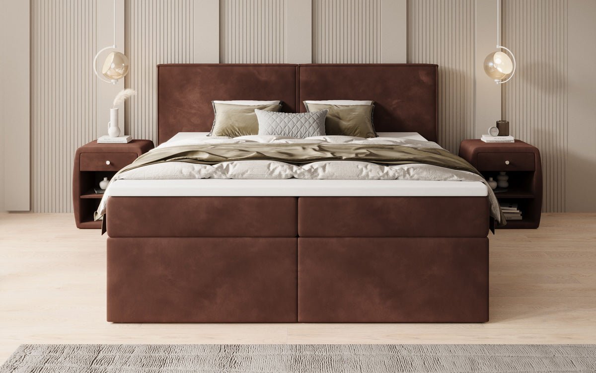 Boxspringbett Ophelia mat Schiefecher a Samt