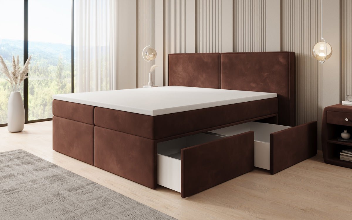 Boxspringbett Ophelia mat Schiefecher a Samt