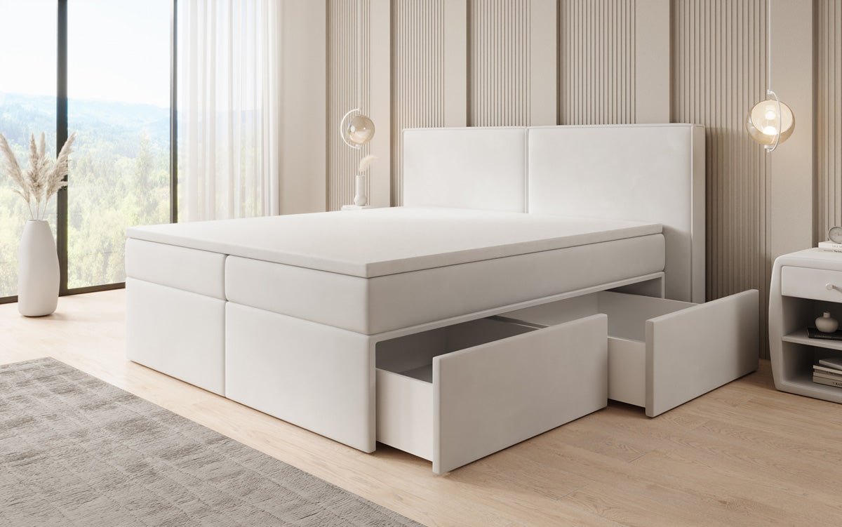 Boxspringbett Ophelia mat Schiefecher a Samt