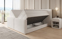 Box spring bed Ophelia II with lift-up storage in teddy bouclé