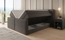 Box spring bed Ophelia II with lift-up storage in teddy bouclé
