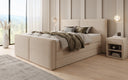 Box spring bed Ophelia II with lift-up storage in teddy bouclé