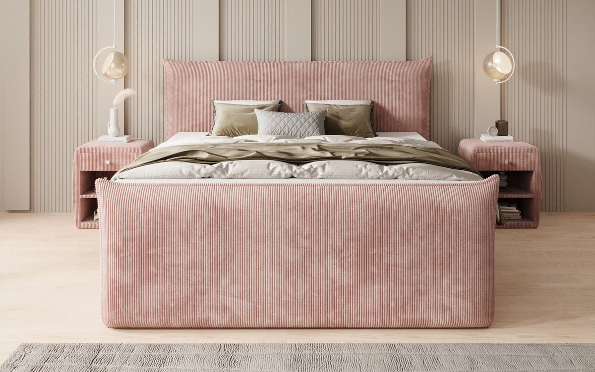 Boxspringbett Liana II mit hochklappbarem Stauraum in Cord