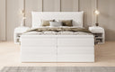 Box spring bed Liana with lift-up storage in teddy bouclé