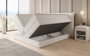 Box spring bed Liana with lift-up storage in teddy bouclé