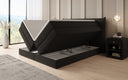 Box spring bed Liana with lift-up storage in teddy bouclé