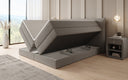Box spring bed Liana with lift-up storage in teddy bouclé