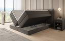 Box spring bed Liana with lift-up storage in teddy bouclé