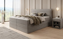 Box spring bed Liana with lift-up storage in teddy bouclé