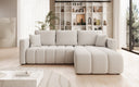 Designer-Ecksofa Beatrice mat Schlof- a Klappfunktioun a Bouclé