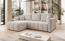 Designer-Ecksofa Beatrice mat Schlof- a Klappfunktioun a Bouclé