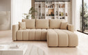 Designer-Ecksofa Beatrice mat Schlof- a Klappfunktioun a Bouclé