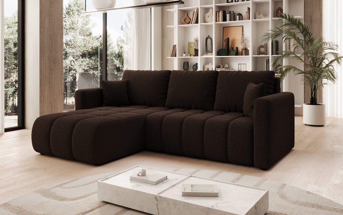 Canapé design Beatrice L avec fonction lit et rabattable en Bouclé