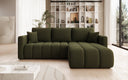 Designer-Ecksofa Beatrice mat Schlof- a Klappfunktioun a Bouclé