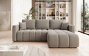 Designer-Ecksofa Beatrice mat Schlof- a Klappfunktioun a Bouclé