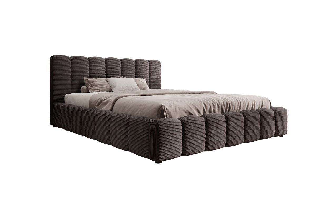 Designer Polsterbett Nuveo in Cord mit Stauraum