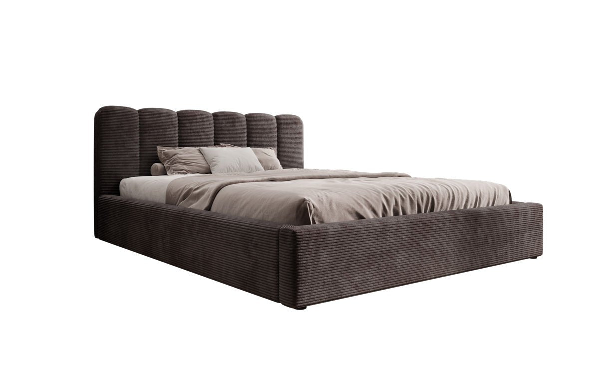 Designer Upholstered Bed Nerra in Corduroy with Storage