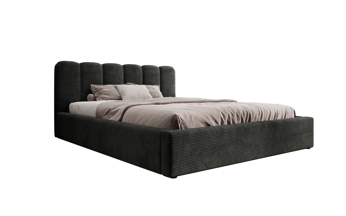 Designer Upholstered Bed Nerra in Corduroy with Storage
